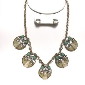 Yellow& Green Stone and Crystal Statement Necklace